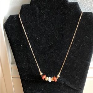 Gold Tone With Brown and White Stone Accents